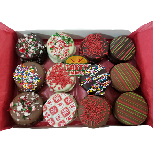 Chocolate Covered Oreos with Christmas Decorations